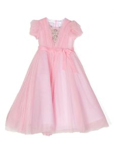 MARCHESA KIDS COUTURE robe longue en tulle à ornements en cristal - Rose