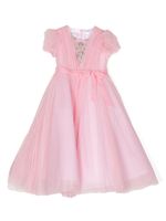 MARCHESA KIDS COUTURE robe longue en tulle à ornements en cristal - Rose