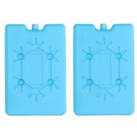 Koelelement plat - 2x - blauw - 200 ml - 11 x 16 cm - koeltas/koelbox element