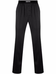 TOM FORD pantalon de pyjama en soie à taille à logo - Noir