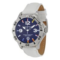 Nautica horlogeband A12568G Leder Wit 20mm + wit stiksel