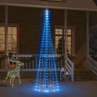 VidaXL Vlaggenmast kerstboom 310 led&apos;s blauw 300 cm