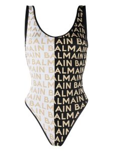 Balmain maillot de bain bicolore à logo - Noir