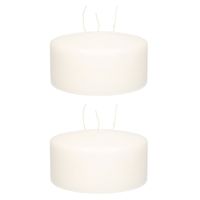 2x stuks witte multi lonten kaars/mammoetkaars 15 x 8 cm 62 branduren