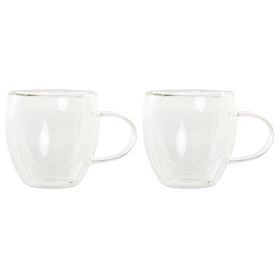 Koffieglazen/theeglazen dubbelwandig - set 2x - cappuccino glazen - 250 ml
