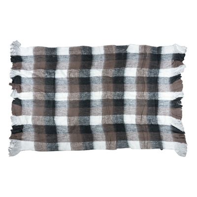 Plaid Wol look ruit bruin