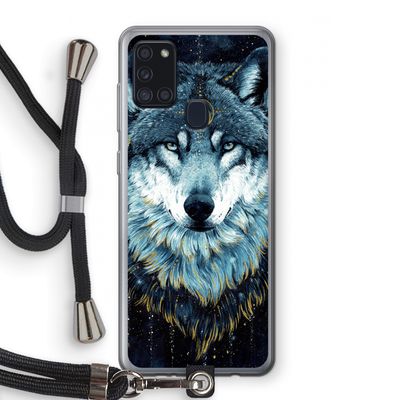 Darkness Wolf: Samsung Galaxy A21s Transparant Hoesje met koord
