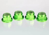 Nuts, aluminum, flanged, serrated (4mm) (green-anodized) (4) - thumbnail