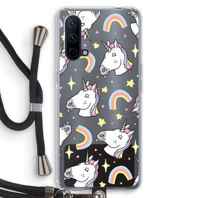 Rainbow Unicorn: OnePlus Nord CE 5G Transparant Hoesje met koord