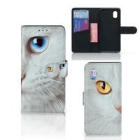 Alcatel 1B (2020) | Telefoonhoesje | Met pasjeshouder | Witte Kat