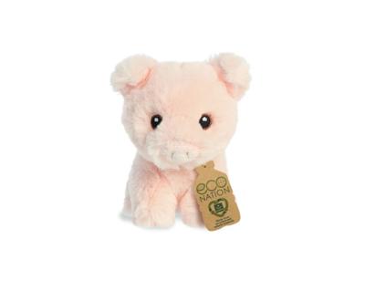 Eco Nation Pluchen knuffel - mini - varken - 13 cm