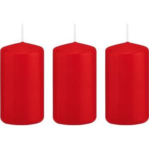 Cilinderkaars/stompkaars - 3x - rood - 5 x 10 cm - 23 branduren