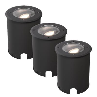 Set van 3 Lilly dimbare LED Grondspot - Kantelbaar - Overrijdbaar - Rond - 4000K neutraal wit - IP67 waterdicht - 3 jaar garantie - Zwart