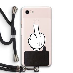 Middle finger white: Pixel 3 XL Transparant Hoesje met koord