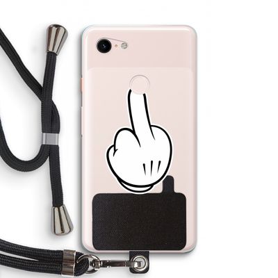 Middle finger white: Pixel 3 XL Transparant Hoesje met koord