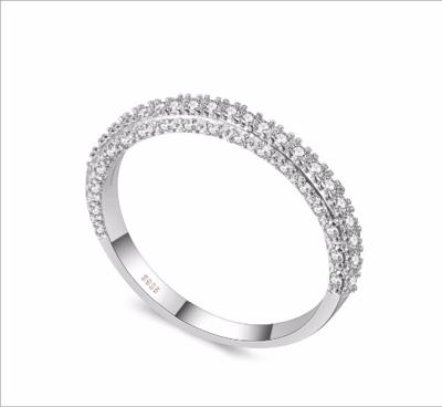 Dubbele rij voor Vrouwenmode Cubic Zirconia bruiloft verlovingsring Ringmaat: 7 (wit goud adjunct-ring)
