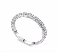 Dubbele rij voor Vrouwenmode Cubic Zirconia bruiloft verlovingsring Ringmaat: 7 (wit goud adjunct-ring)