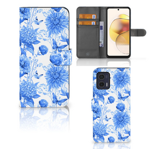 Hoesje voor Motorola Moto G73 Flowers Blue