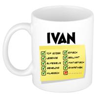 Naam mok Ivan - wit - top gozer - keramiek - 300 ml - cadeau collega beker Naam mok Ivan - wit - top gozer - keramiek - 300 ml - cadeau collega beker