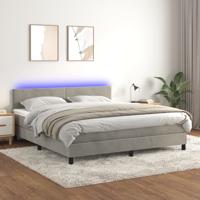 Boxspring met matras en LED fluweel lichtgrijs 180x200 cm