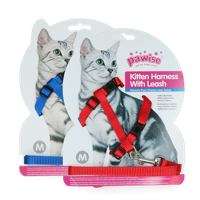 Pawise Kitten Harness Leash-Red/Blue - thumbnail