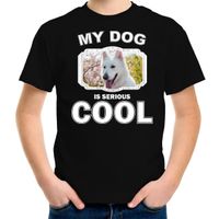 Honden liefhebber shirt Witte herder my dog is serious cool zwart voor kinderen - thumbnail