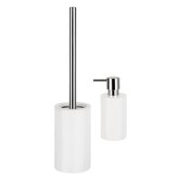 Spirella Badkamer accessoires set - WC-borstel/zeeppompje - porselein - ivoor wit - Badkameraccessoireset - thumbnail