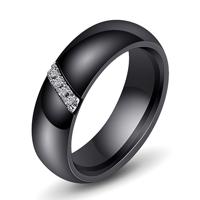 Eenvoudige nano keramische ring trend Titanium staal met Zirkoon Ringen Ringmaat: 10 (zwart)