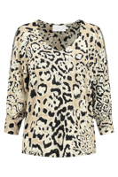 Helena Hart 7569vox Top Hollie Print Vox T-shirt Lange Mouw Sand