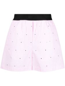 MSGM short rayé à ornements strassés - Rose