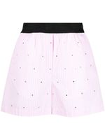 MSGM short rayé à ornements strassés - Rose - thumbnail