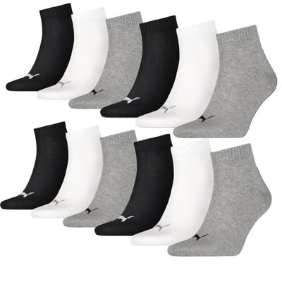 Puma Quarter Sokken Plain 12-pack Zwart / Wit / Grijs-39/42