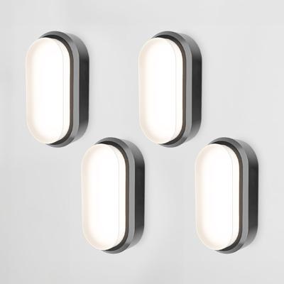 HOFTRONIC™ Set van 4 C-Series - LED Plafondlamp zwart ovaal - Wandlamp - Scheepslamp - IP54 - 12W - 1160lm - 4000K neutraal wit - voor binnen en buiten