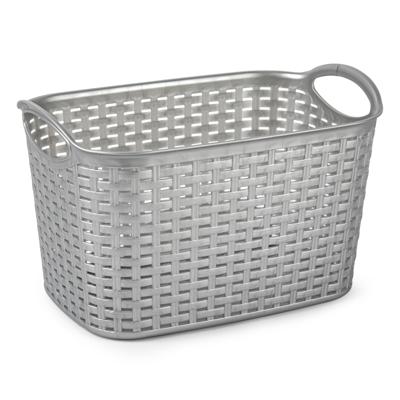 Plasticforte opbergmand kastmandje - 6,4 liter - zilver - kunststof - 19 x 29 x 18 cm - manden