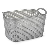 Plasticforte opbergmand kastmandje - 6,4 liter - zilver - kunststof - 19 x 29 x 18 cm - manden