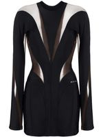 Mugler robe courte à empiècement en mesh - Noir