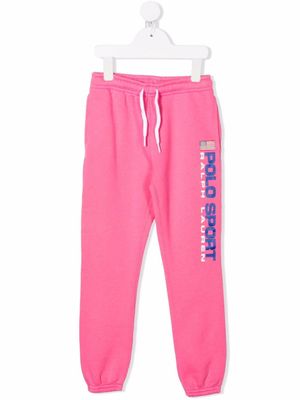 POLO RALPH LAUREN KIDS pantalon de jogging à logo imprimé - Rose