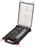 Milwaukee Accessoires metrische 1/4" ratel + doppen set (28-delig) in packout compact slim organiser - 4932478812
