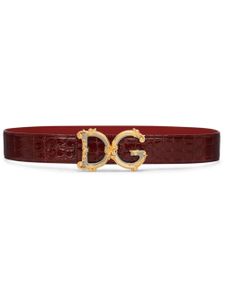 Dolce & Gabbana crocodile-embossed leather belt - Marron