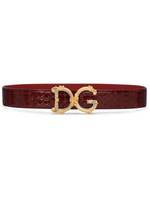 Dolce & Gabbana ceinture en cuir à effet peau de crocodile - Marron