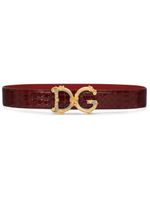 Dolce & Gabbana crocodile-embossed leather belt - Marron - thumbnail