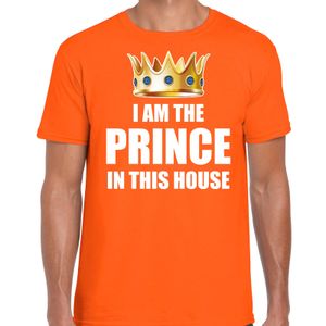 Koningsdag t-shirt Im the prince in this house oranje voor heren