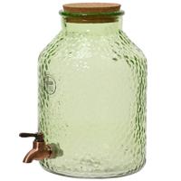 Drankdispenser/limonadetap met kraantje - glas - 8,5L - lichtgroen
