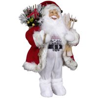 Kerstman beeld - H45 cm - rood - staand - kerstpop   -