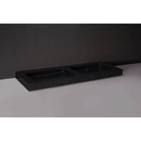 Forzalaqua Palermo Doppio wastafel 140.5x51.5x9cm Rechthoek 2 kraangaten 2 wasbakken Natuursteen Graniet gezoet 8010264