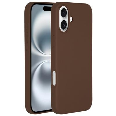 Accezz Liquid Silicone Backcover met MagSafe iPhone 16 Telefoonhoesje Bruin