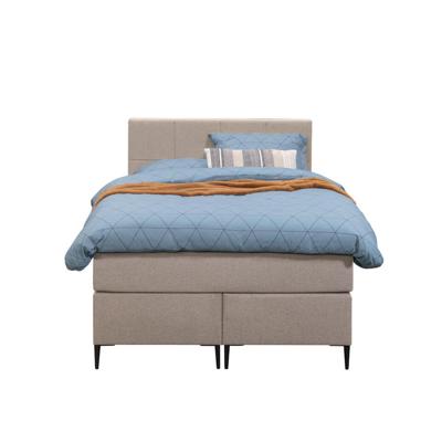 Leen Bakker - Boxspring Liv Geblokt - 120x200 Cm - Slanke Poot - Stof - Beige