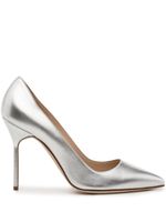 Manolo Blahnik escarpins en cuir à effet métallisé - Argent - thumbnail