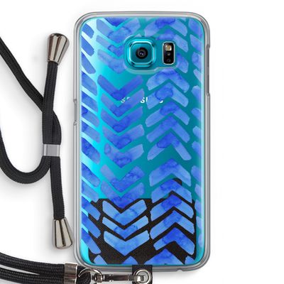 Blauwe pijlen: Samsung Galaxy S6 Transparant Hoesje met koord