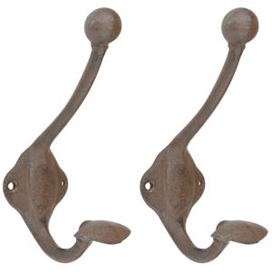 Esschert Design Wandhaken/kapstokhaken - 3x - hoed/kleding - 8 x 17 cm - gietijzer - Ophanghaken